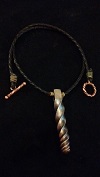 Forged twist steel necklace with copper hardware